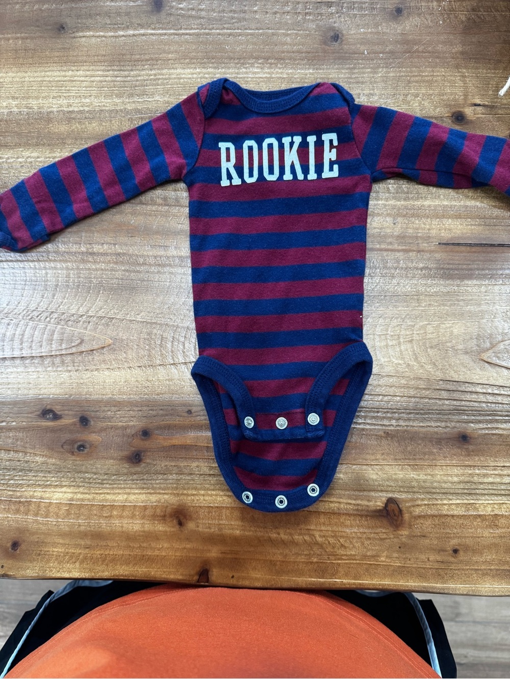 Carter's 'Rookie' Long-Sleeve Striped One-Piece - Navy & Burgundy